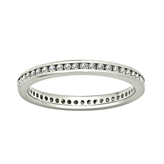 0.36ct VS/E-F Natural Round Diamond Eternity Ring in 18k White Gold