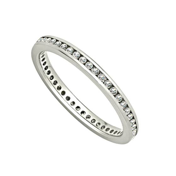 0.36ct VS/E-F Natural Round Diamond Full Eternity Ring in 18k White Gold