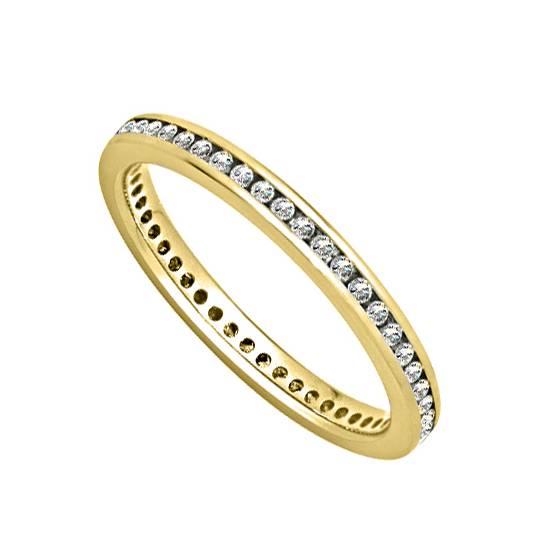 0.36ct VS/E-F Natural Round Diamond Eternity Ring in 18k Yellow Gold