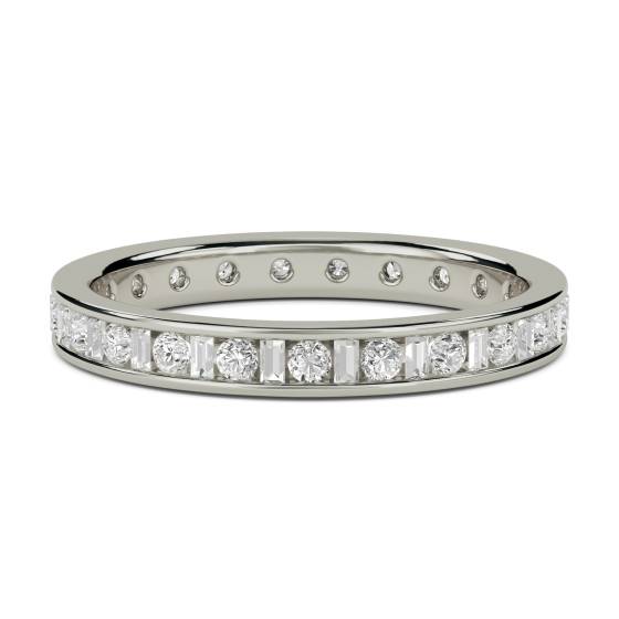 0.50ct VS/E-F 3mm Round and Natural Baguette Diamond Full Eternity Ring in Platinum