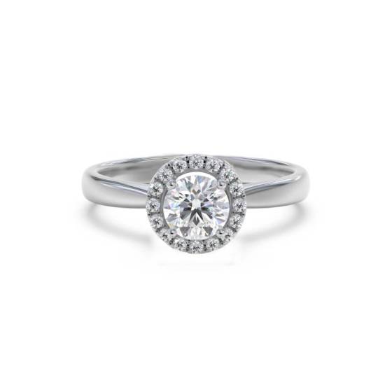 0.42ct VS/E-F Natural Round Diamond Halo Ring in Platinum