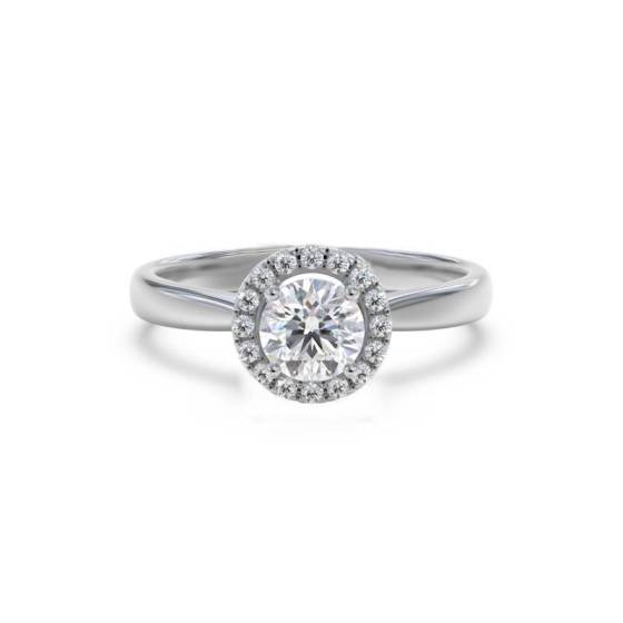 0.42ct VS/E-F Petite Natural Round Diamond Halo Ring in 18k White Gold