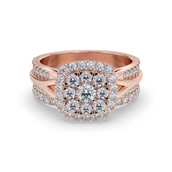 Single Halo Round Diamond Cluster Bridal Set