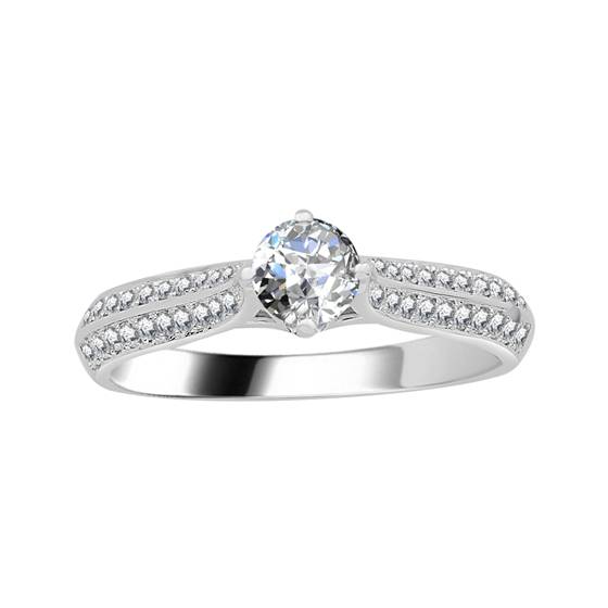 0.56ct VS/F Natural Diamond Shoulder Set Ring in Platinum