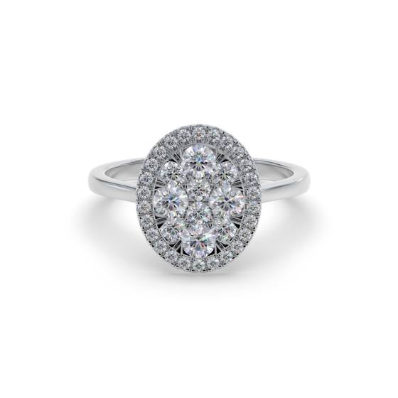 0.50ct VS/E-F Natural Round Diamond Cluster Ring in 18k White Gold