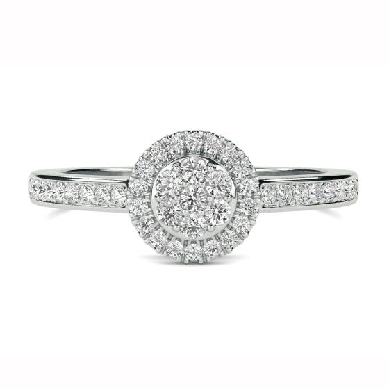 0.52ct VS/E-F Elegant Natural Round Diamond Cluster Ring in 18k White Gold