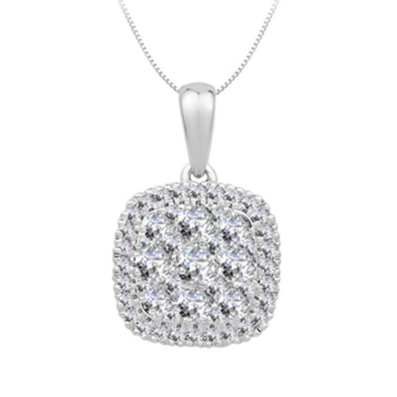 0.50ct VS/E-F Natural Round Diamond Cluster Pendant in 18k White Gold