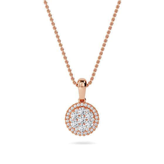 0.50ct VS/E-F Natural Round Diamond Cluster Pendant in 18k Rose Gold
