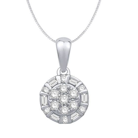 0.23ct VS/E-F Natural Round Diamond Designer Pendant in 18k White Gold