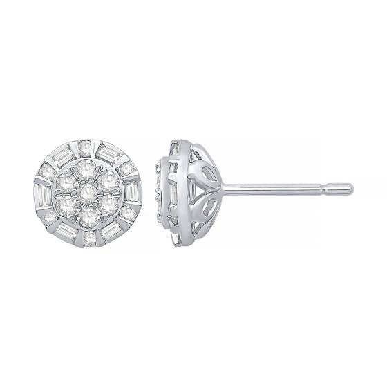 0.48ct VS/E-F Natural Diamond Cluster Earrings in 18k White Gold