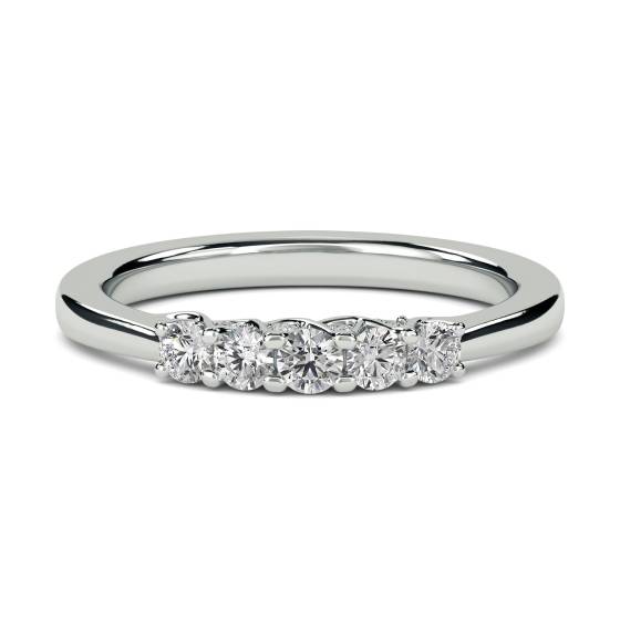 0.25ct VS/E-F Natural Round Diamond 5 Stone Ring in Platinum
