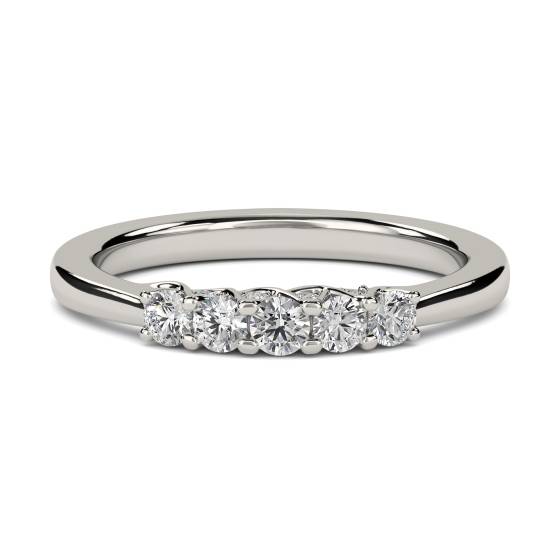 0.25ct VS/E-F Natural Round Diamond 5 Stone Ring in Platinum