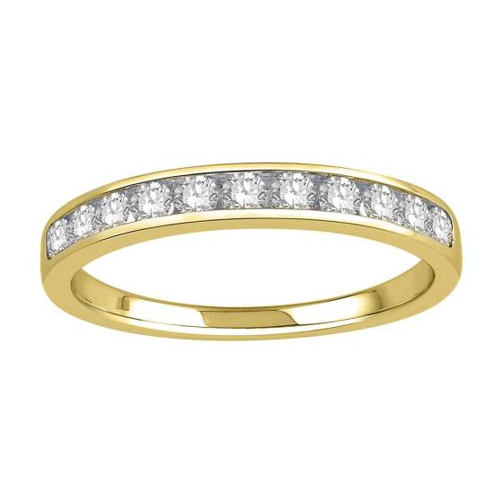 0.33ct VS/E-F Natural Round Diamond Half Eternity Ring in 9k Yellow Gold