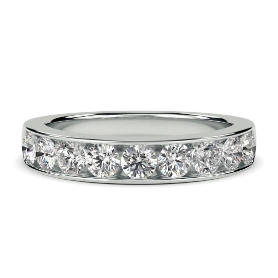 0.77ct VS/E-F 3.5mm Natural Round Diamond Half Eternity Ring in 18k White Gold