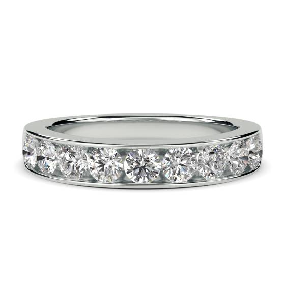 0.77ct VS/E-F 3.5mm Natural Round Diamond Half Eternity Ring in 18k White Gold