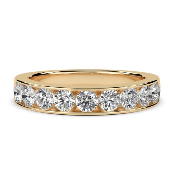 0.77ct VS/E-F 3.5mm Natural Round Diamond Half Eternity Ring in 18k Yellow Gold