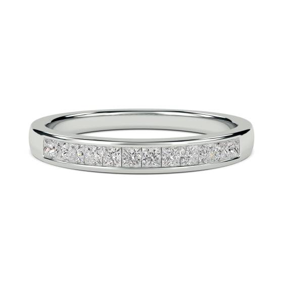 0.28ct VS/E-F 3mm Elegant Natural Princess Diamond Eternity Ring in 9k White Gold