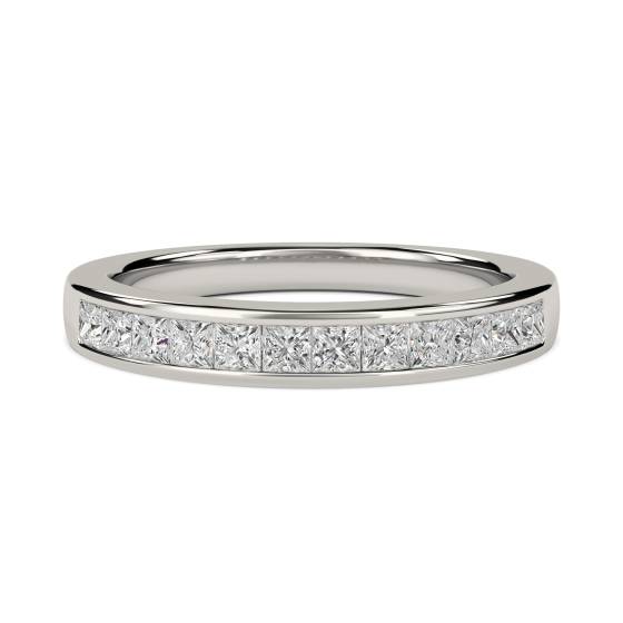 0.56ct VS/E-F 3.5mm Elegant Natural Princess Diamond Eternity Ring in Platinum