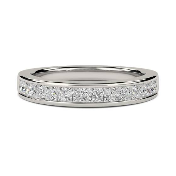 0.75ct VS/E-F 3.5mm Natural Princess Diamond Half Eternity Ring in Platinum