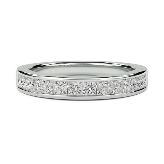 0.75ct VS/E-F 3.5mm Natural Princess Diamond Half Eternity Ring in 18k White Gold