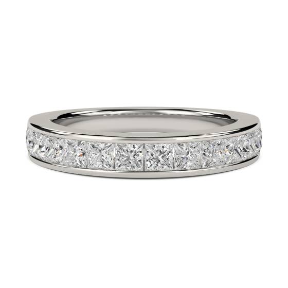 1.00ct VS/E-F 4mm Natural Princess Diamond Half Eternity Ring in Platinum