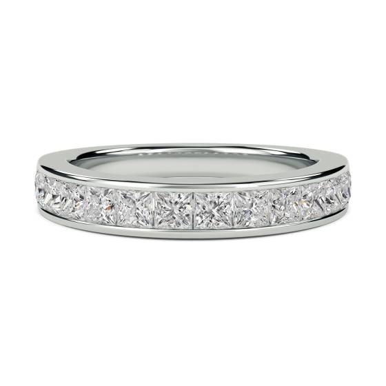 1.00ct VS/E-F 4mm Natural Princess Diamond Half Eternity Ring in Platinum