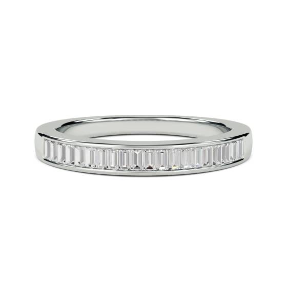 0.35ct VS/F-G 3.5mm Elegant Natural Baguette Diamond Eternity Ring in 18k White Gold