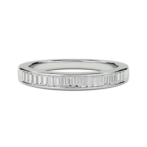 0.35ct VS/E-F 3.5mm Elegant Natural Baguette Diamond Eternity Ring in 18k White Gold