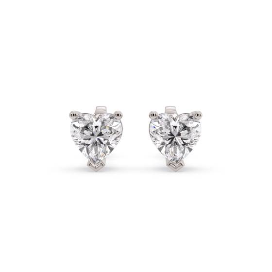 Classic Heart Diamond Stud Earrings