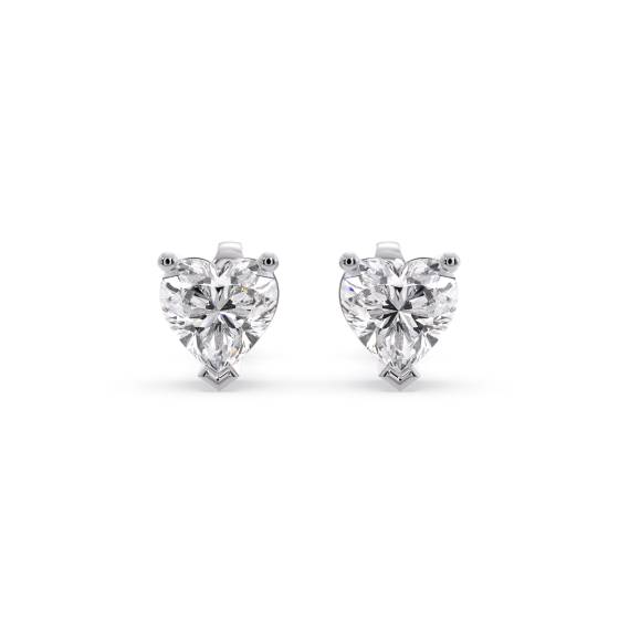 Classic Heart Diamond Stud Earrings