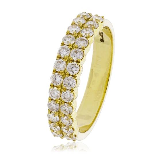 1.55ct VS/E-F Natural Round cut Diamond Half Eternity Ring in 18k Yellow Gold