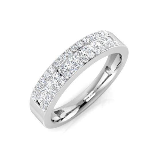 Round Diamond Triple Row Half Eternity Ring