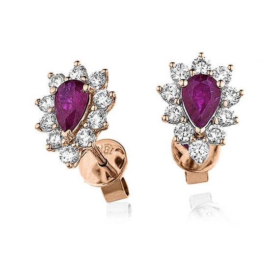 Ruby and Diamond Cluster Earrings