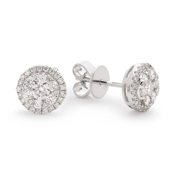 0.75ct Classic Round Diamond Cluster Earrings