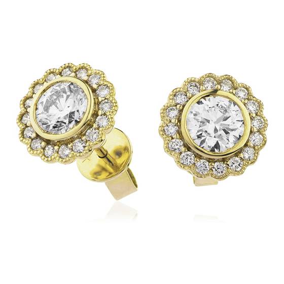 0.50ct Unique Round Diamond Single Halo Earrings