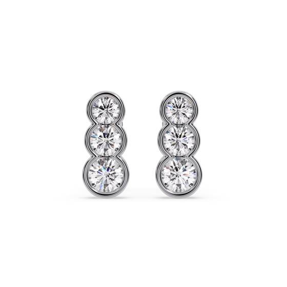 1.00ct Modern Round Diamond Drop Earrings