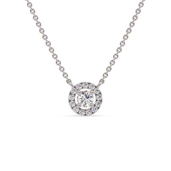 Round Diamond Designer Halo Necklace