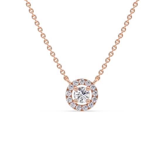 Round Diamond Designer Halo Necklace