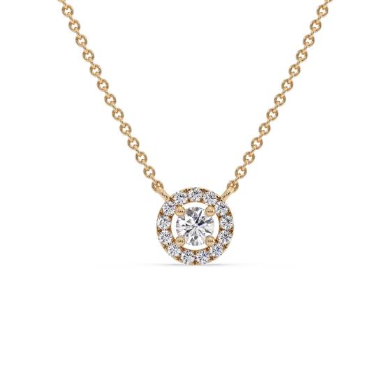 Round Diamond Designer Halo Necklace