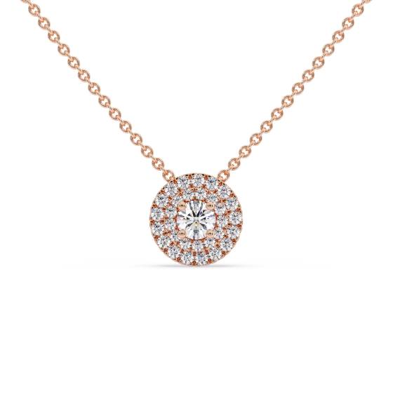 Round Diamond Designer Halo Necklace