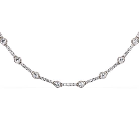 Elegant Round Diamond Cluster Tennis Necklace