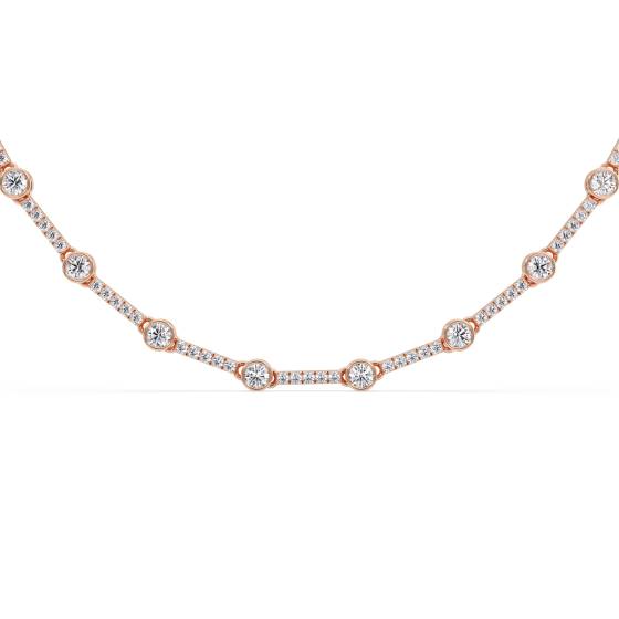 Elegant Round Diamond Cluster Tennis Necklace