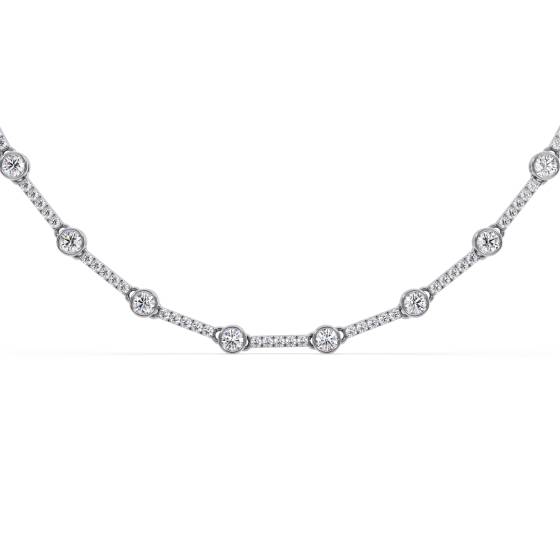 Elegant Round Diamond Cluster Tennis Necklace