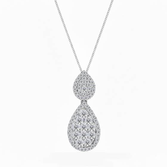 1.00ct VS/F-G Natural Round Diamond Cluster Pendant in 18k White Gold