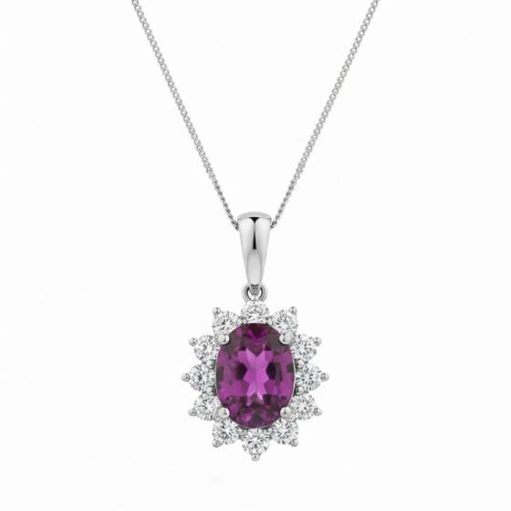 Oval Shaped Ruby and Diamond Pendant