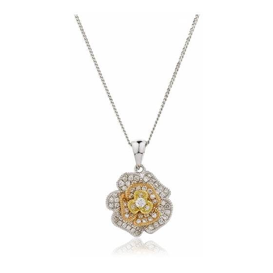 0.25ct VS/E-F Natural Round Diamond Cluster Pendant in 18k Yellow/White/Rose Gold