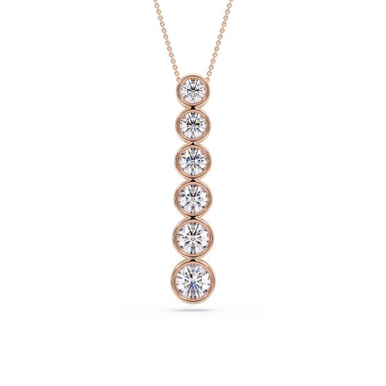 0.65ct VS/E-F Classic Natural Round Diamond Journey Pendant in 18k Rose Gold