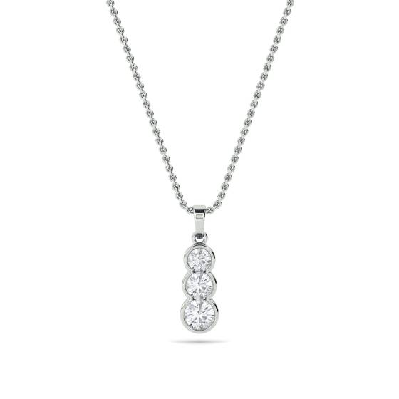 0.55ct VS/F-G Elegant Natural Round Diamond Trilogy Pendant in 18k White Gold
