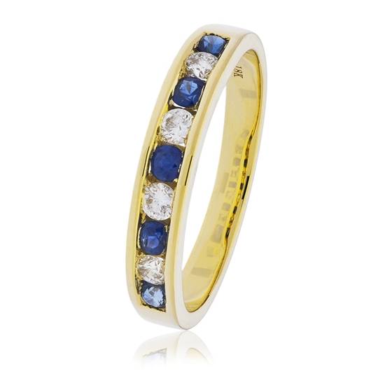 1.15ct Blue Sapphire and Diamond Eternity Ring