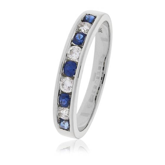 1.10ct Blue Sapphire and Diamond Eternity Ring
